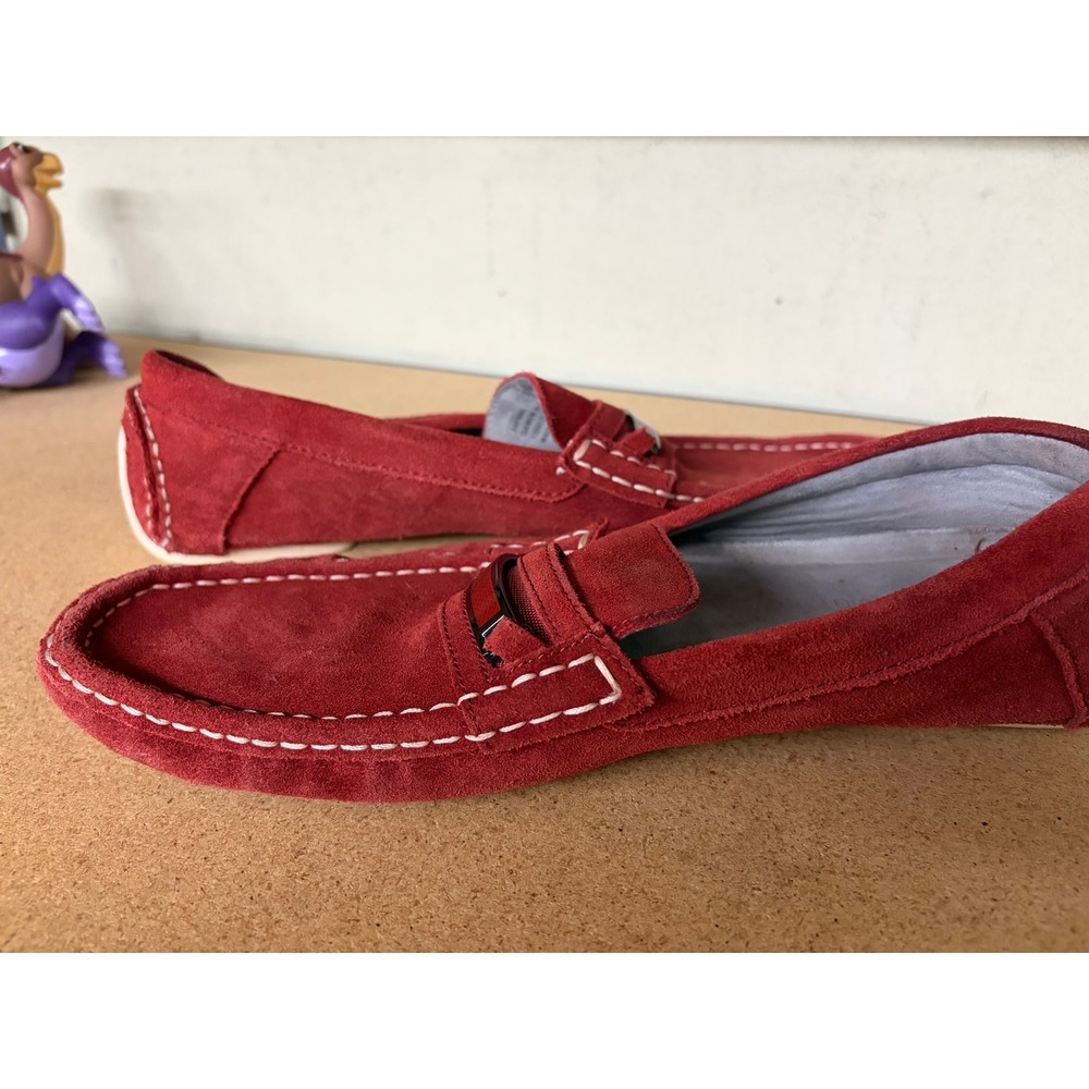 Calvin Klein Mens Red Suede Driving Loafers Moc Toe Slip On Size 11 - Picture 2 of 6